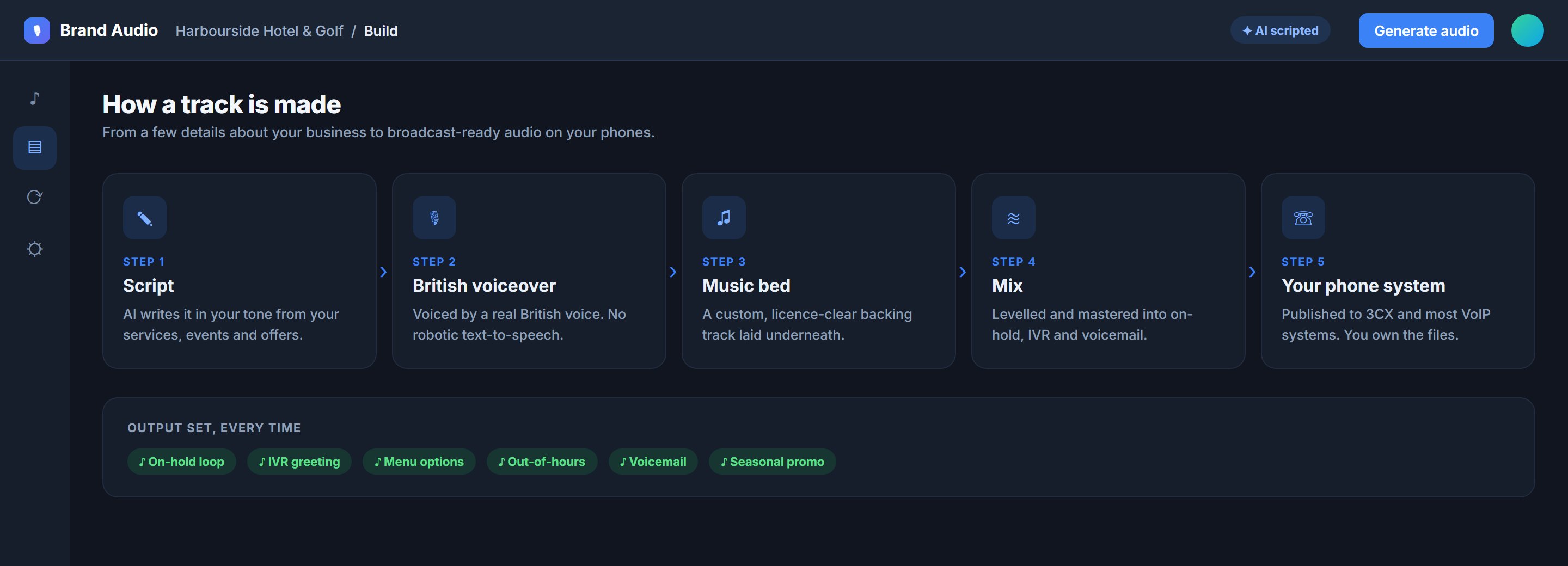 Script to British voiceover to music bed to a broadcast-ready mix, on your phones