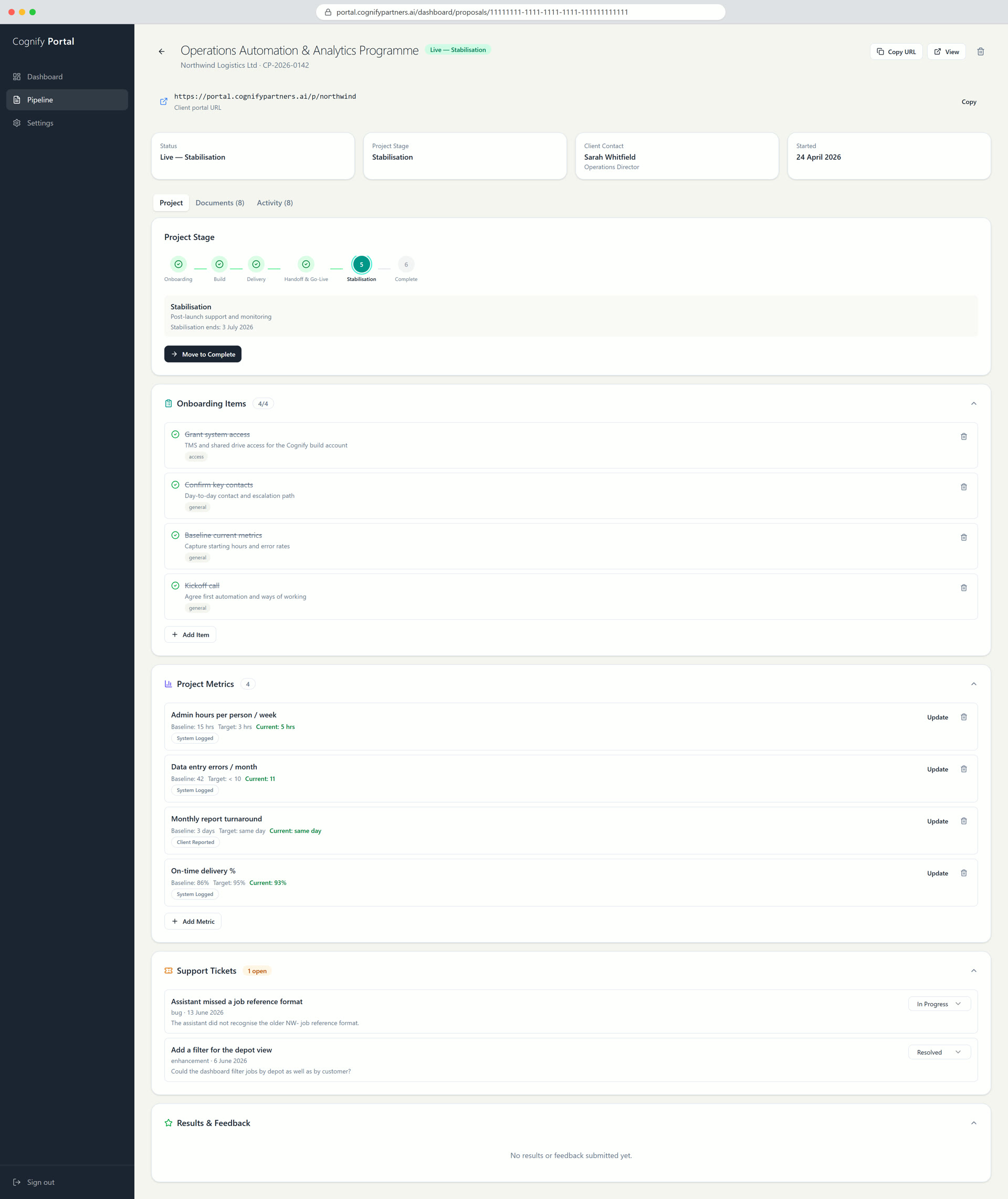 Every client gets their own private portal URL